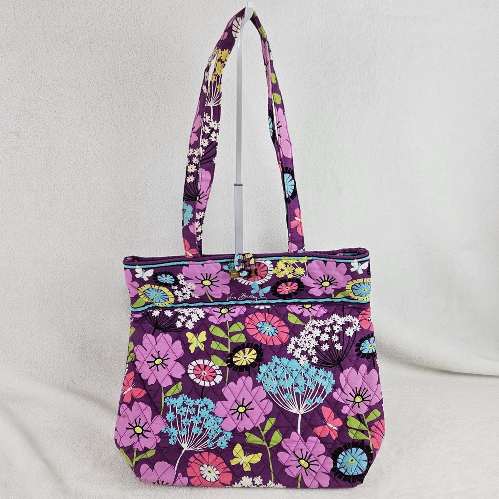 Vera Bradley Flutterby Retired Extra Large Tote Purple Floral Quilted Bag
